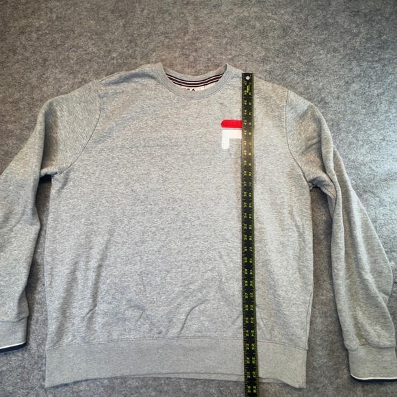 Fila Mens Crewneck Sweatshirt Heather Grey Embroidered Logo XL Pullover - Picture 4 of 9